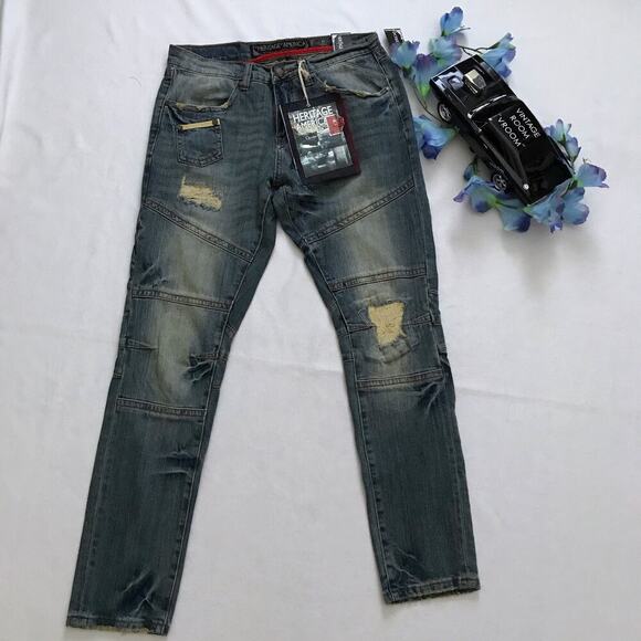 Heritage by America NWT Medium Wash Skinny Jeans Men 32x32 - Picture 2 of 11